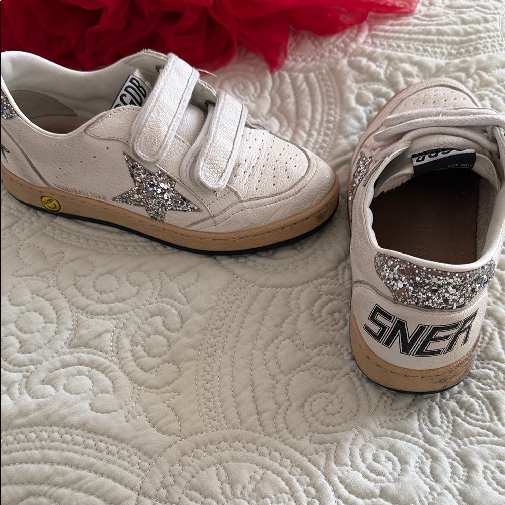 Golden Goose Kids White Glitter Star Sneakers